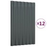 Panneaux de toit 12 pcs Acier enduit poudre Anthracite 60x36 cm 