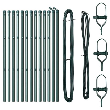 Pieux de clôture 13 pcs Vert Ø32mm 160 cm Métal 