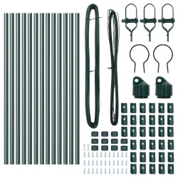 Pieux de clôture 13 pcs Vert Ø32mm 160 cm Métal 