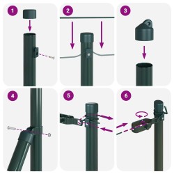Pieux de clôture 13 pcs Vert Ø32mm 160 cm Métal 