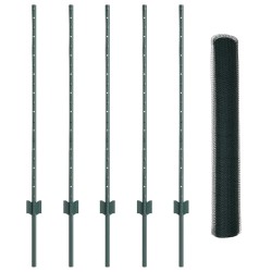 Piquets de clôture 5 pcs U-Channel Vert 100 cm Acier 