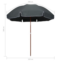 Parasol de jardin avec mât en acier 300 cm anthracite 