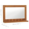 Miroir mural avec étagère 60x12x40 cm Bois de teck massif 
