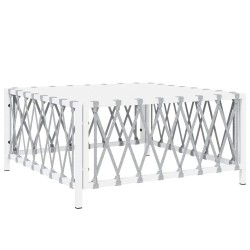 Table de jardin blanc 70x70x34 cm tissu tissé 