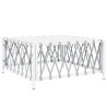 Table de jardin blanc 70x70x34 cm tissu tissé 
