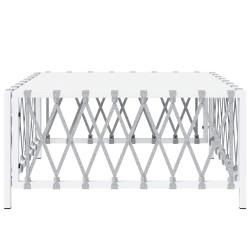 Table de jardin blanc 70x70x34 cm tissu tissé 