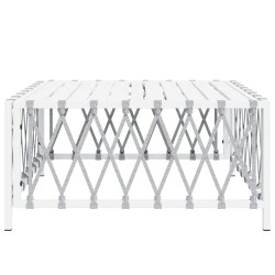 Table de jardin blanc 70x70x34 cm tissu tissé 