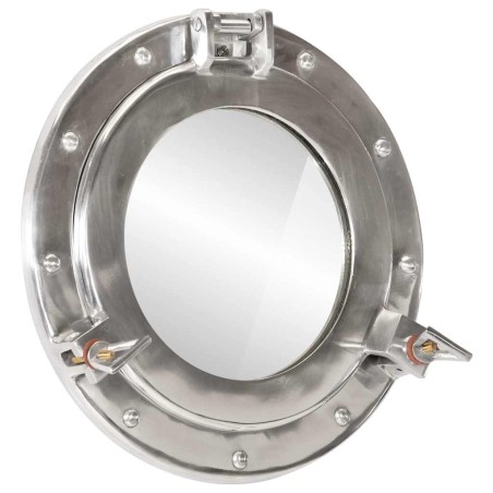 Miroir en forme de hublot mural Ø30 cm aluminium et verre 