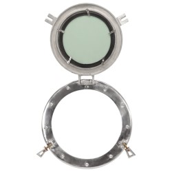Miroir en forme de hublot mural Ø30 cm aluminium et verre 