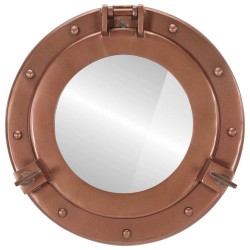 Miroir en forme de hublot mural Ø30 cm aluminium et verre 