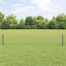 Clôture en fil soudé avec 11 poteaux en U Gris 0,4x25 m Acier 
