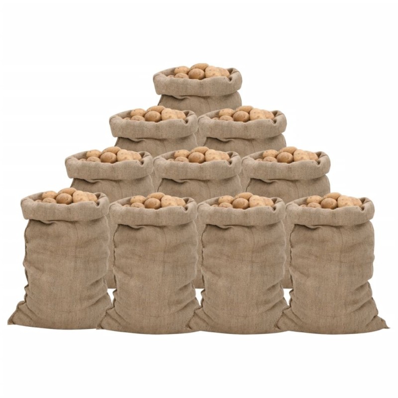 Sacs en jute 10 pcs 60x105 cm 100 % jute 340 g/m² 