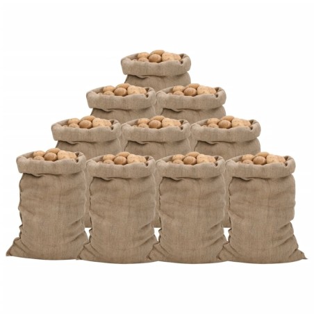 Sacs en jute 10 pcs 60x105 cm 100 % jute 340 g/m² 
