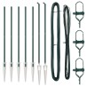 Set de poteaux de clôture 7 pcs Vert Ø32mm 140 cm Métal 