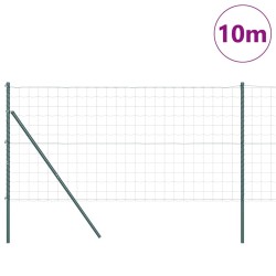 Clôture Euro avec 7 poteaux de 1 x 10 m en acier galvanisé vert. 