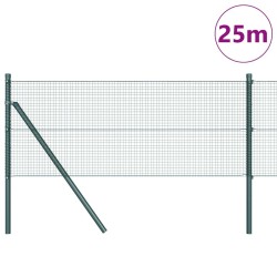 Clôture à fil soudé avec 13 poteaux Vert 0.4x25 m Acier 