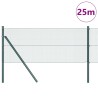 Clôture à fil soudé avec 13 poteaux Vert 0.4x25 m Acier 