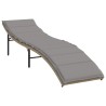 Chaise longue avec coussin beige 55x199x50 cm résine tressée 