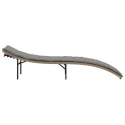 Chaise longue avec coussin beige 55x199x50 cm résine tressée 
