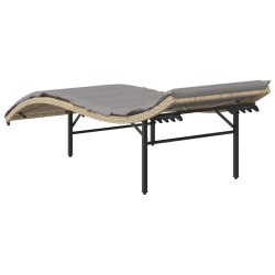 Chaise longue avec coussin beige 55x199x50 cm résine tressée 