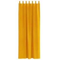 Rideaux occultants avec boucles de suspension 2 pcs Jaune moutarde en velours 