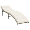 Chaise longue avec coussin beige 55x199x50 cm résine tressée 