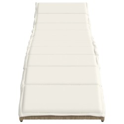 Chaise longue avec coussin beige 55x199x50 cm résine tressée 