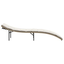 Chaise longue avec coussin beige 55x199x50 cm résine tressée 
