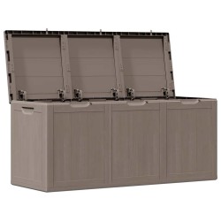 Boîte de rangement de jardin 270 L Marron PP aspect bois 