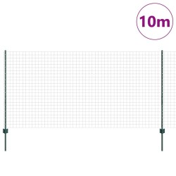 Clôture Euro avec 5 poteaux en U verts 1,2x10 m en acier 