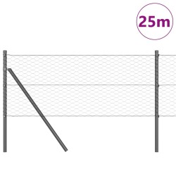 Clôture Hexagonale Grise 0,6x25 m Acier 