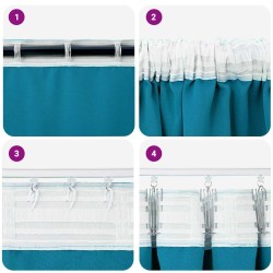 Rideaux avec des rideaux 2 pcs Turquoise 260 x 140 cm Polyester 