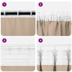 Rideaux avec des rideaux 2 pcs Taupe 260 x 140 cm Polyester 