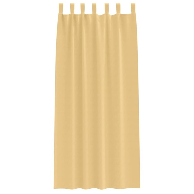 Rideaux avec des rideaux 2 pcs Beige 245 x 140 cm Polyester 