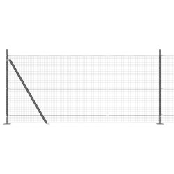 Set de Poteaux de Clôture Ensemble de 2 Gris Métal 10 x 1 m 