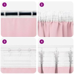 Rideaux avec des rideaux 2 pcs Rose bébé 260 x 140 cm Polyester 