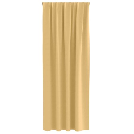 Rideaux avec des rideaux 2 pcs Beige 260 x 140 cm Polyester 