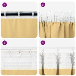 Rideaux avec des rideaux 2 pcs Beige 260 x 140 cm Polyester 