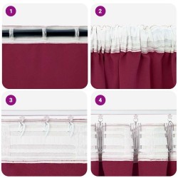 Rideaux avec des rideaux 2 pcs Bordeaux 260 x 140 cm Polyester 