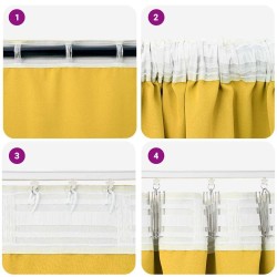 Rideaux 2 pcs jaune moutarde 260 x 140 cm Polyester 