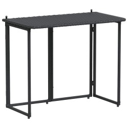 Table de jardin pliante noir 90 x 51 x 75 cm polyrotin 