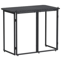Table de jardin pliante noir 90 x 51 x 75 cm polyrotin 