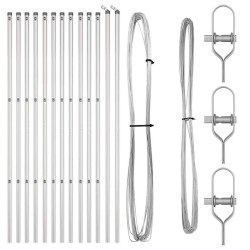 Jeu de poteaux de clôture 13 pcs Argent Ø32mm 160 cm 