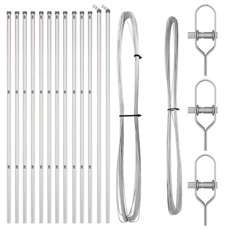 Jeu de poteaux de clôture 13 pcs Argent Ø32mm 160 cm 