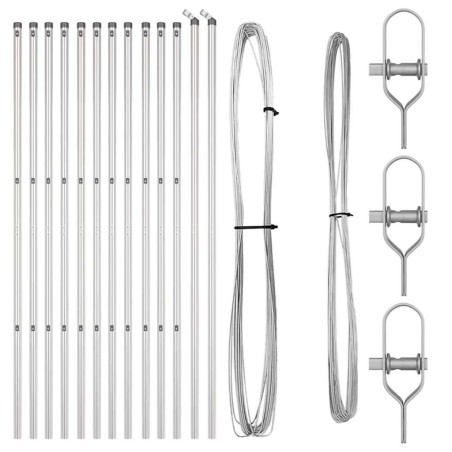 Jeu de poteaux de clôture 13 pcs Argent Ø32mm 160 cm 