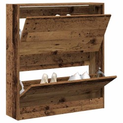 Buffet à chaussures avec tiroir escamotable bois ancien 80x21x87,5 cm 