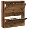 Buffet à chaussures avec tiroir escamotable bois ancien 80x21x87,5 cm 