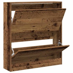Buffet à chaussures avec tiroir escamotable bois ancien 80x21x87,5 cm 
