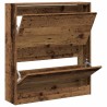 Buffet à chaussures avec tiroir escamotable bois ancien 80x21x87,5 cm 