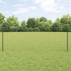 Clôture Euro avec 5 poteaux en U Gris 0,8x10 m Acier 